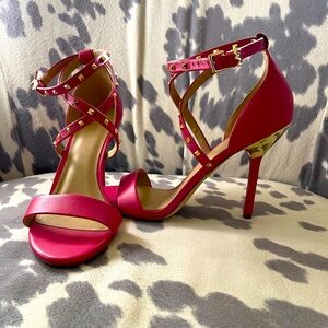 Michael Kors Strappy Gold Studded Heels